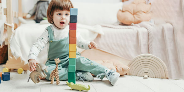 Child playing with blocks